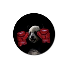 Boxing Panda  Rubber Coaster (round)  by Valentinaart