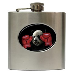 Boxing Panda  Hip Flask (6 Oz) by Valentinaart