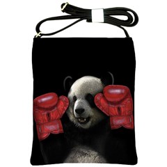 Boxing Panda  Shoulder Sling Bags by Valentinaart