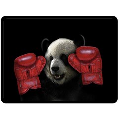 Boxing Panda  Fleece Blanket (large)  by Valentinaart