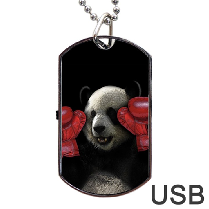 Boxing panda  Dog Tag USB Flash (One Side)