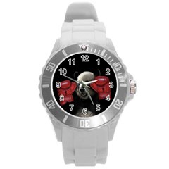 Boxing Panda  Round Plastic Sport Watch (l) by Valentinaart