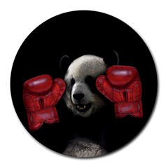 Boxing Panda  Round Mousepads by Valentinaart