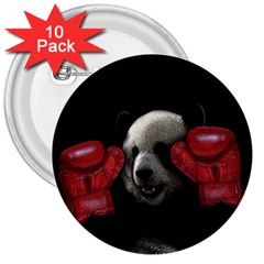 Boxing Panda  3  Buttons (10 Pack) 