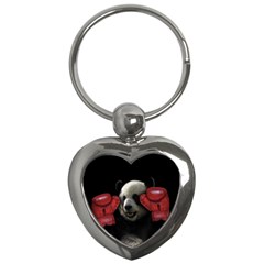 Boxing Panda  Key Chains (heart)  by Valentinaart