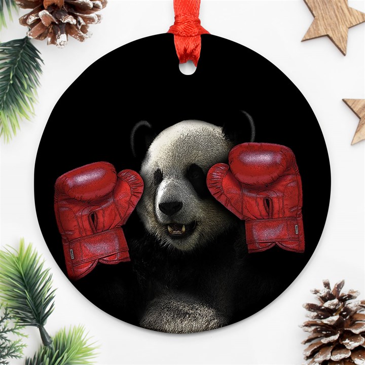 Boxing panda  Round Ornament (Two Sides)