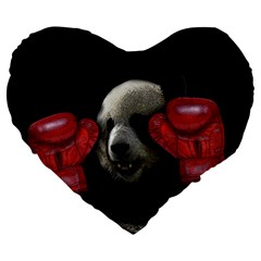 Boxing Panda  Large 19  Premium Heart Shape Cushions by Valentinaart