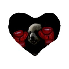 Boxing Panda  Standard 16  Premium Flano Heart Shape Cushions by Valentinaart