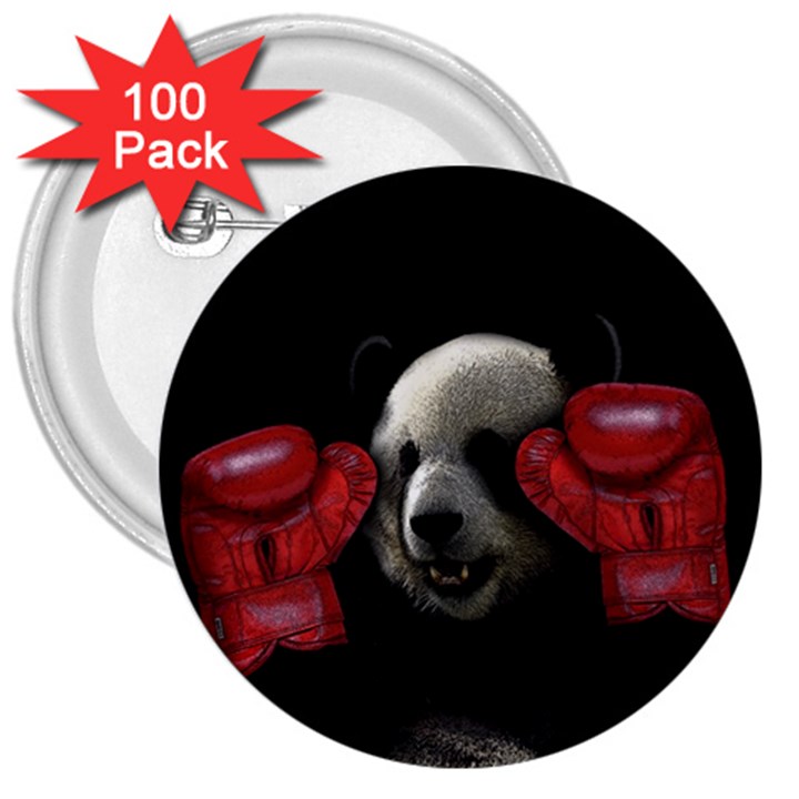 Boxing panda  3  Buttons (100 pack) 