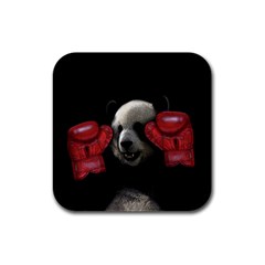 Boxing Panda  Rubber Square Coaster (4 Pack)  by Valentinaart