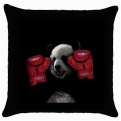 Boxing Panda  Throw Pillow Case (black) by Valentinaart