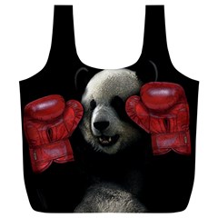 Boxing Panda  Full Print Recycle Bags (l)  by Valentinaart