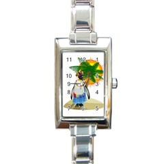 Tropical Penguin Rectangle Italian Charm Watch by Valentinaart