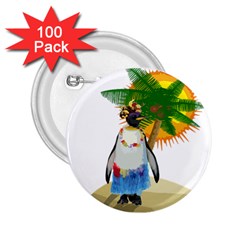 Tropical Penguin 2 25  Buttons (100 Pack)  by Valentinaart