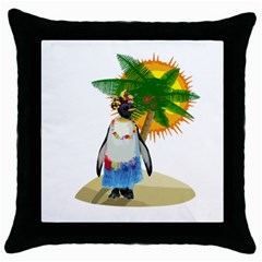 Tropical Penguin Throw Pillow Case (black) by Valentinaart