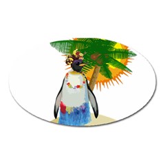 Tropical Penguin Oval Magnet by Valentinaart