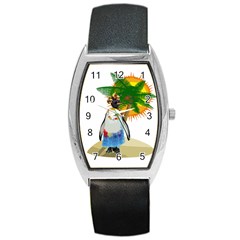 Tropical Penguin Barrel Style Metal Watch by Valentinaart