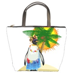 Tropical Penguin Bucket Bags by Valentinaart