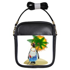 Tropical Penguin Girls Sling Bags by Valentinaart