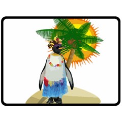 Tropical Penguin Fleece Blanket (large)  by Valentinaart