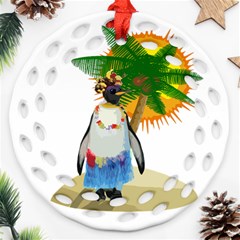 Tropical Penguin Ornament (round Filigree) by Valentinaart