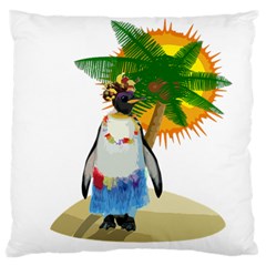 Tropical Penguin Large Cushion Case (one Side) by Valentinaart