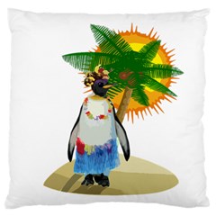 Tropical Penguin Large Flano Cushion Case (one Side) by Valentinaart