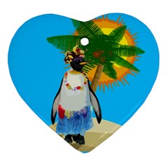 Tropical Penguin Ornament (heart) by Valentinaart