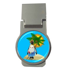 Tropical Penguin Money Clips (round)  by Valentinaart