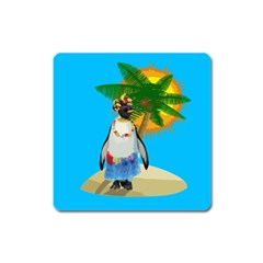 Tropical Penguin Square Magnet by Valentinaart