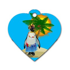 Tropical Penguin Dog Tag Heart (two Sides) by Valentinaart