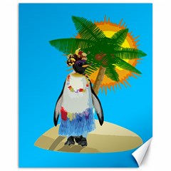 Tropical Penguin Canvas 11  X 14   by Valentinaart