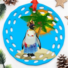 Tropical Penguin Ornament (round Filigree) by Valentinaart