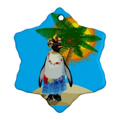 Tropical Penguin Snowflake Ornament (two Sides) by Valentinaart