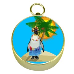 Tropical Penguin Gold Compasses by Valentinaart