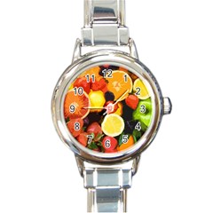 Fruits Pattern Round Italian Charm Watch by Valentinaart