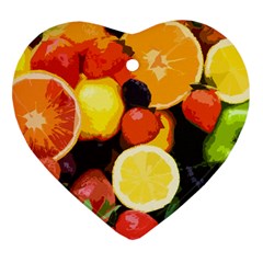 Fruits Pattern Ornament (heart) by Valentinaart