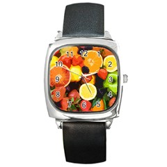 Fruits Pattern Square Metal Watch by Valentinaart