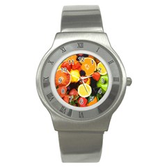 Fruits Pattern Stainless Steel Watch by Valentinaart