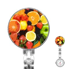 Fruits Pattern Stainless Steel Nurses Watch by Valentinaart