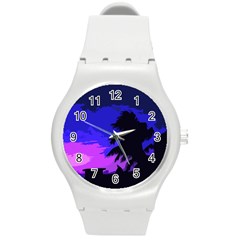 Landscape Round Plastic Sport Watch (m) by Valentinaart