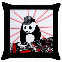 Deejay Panda Throw Pillow Case (black) by Valentinaart