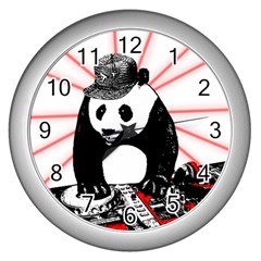 Deejay Panda Wall Clocks (silver)  by Valentinaart