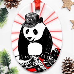 Deejay Panda Oval Ornament (two Sides) by Valentinaart