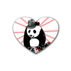 Deejay Panda Rubber Coaster (heart)  by Valentinaart