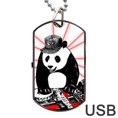 Deejay Panda Dog Tag Usb Flash (two Sides) by Valentinaart