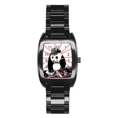 Deejay Panda Stainless Steel Barrel Watch by Valentinaart