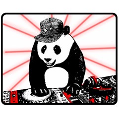 Deejay Panda Double Sided Fleece Blanket (medium)  by Valentinaart