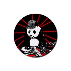 Deejay Panda Rubber Coaster (round)  by Valentinaart