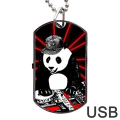 Deejay Panda Dog Tag Usb Flash (one Side) by Valentinaart